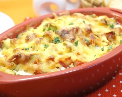 Кабачки с курицей в духовке