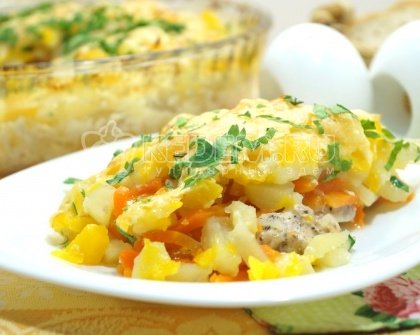 Запеканка с курицей и тыквой в духовке